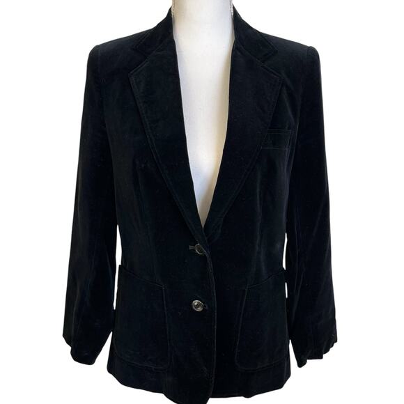 Worthington Velvet Blazer Women's Size 12 Black VIntage 80s Lined Classic Jacket - Picture 1 of 6